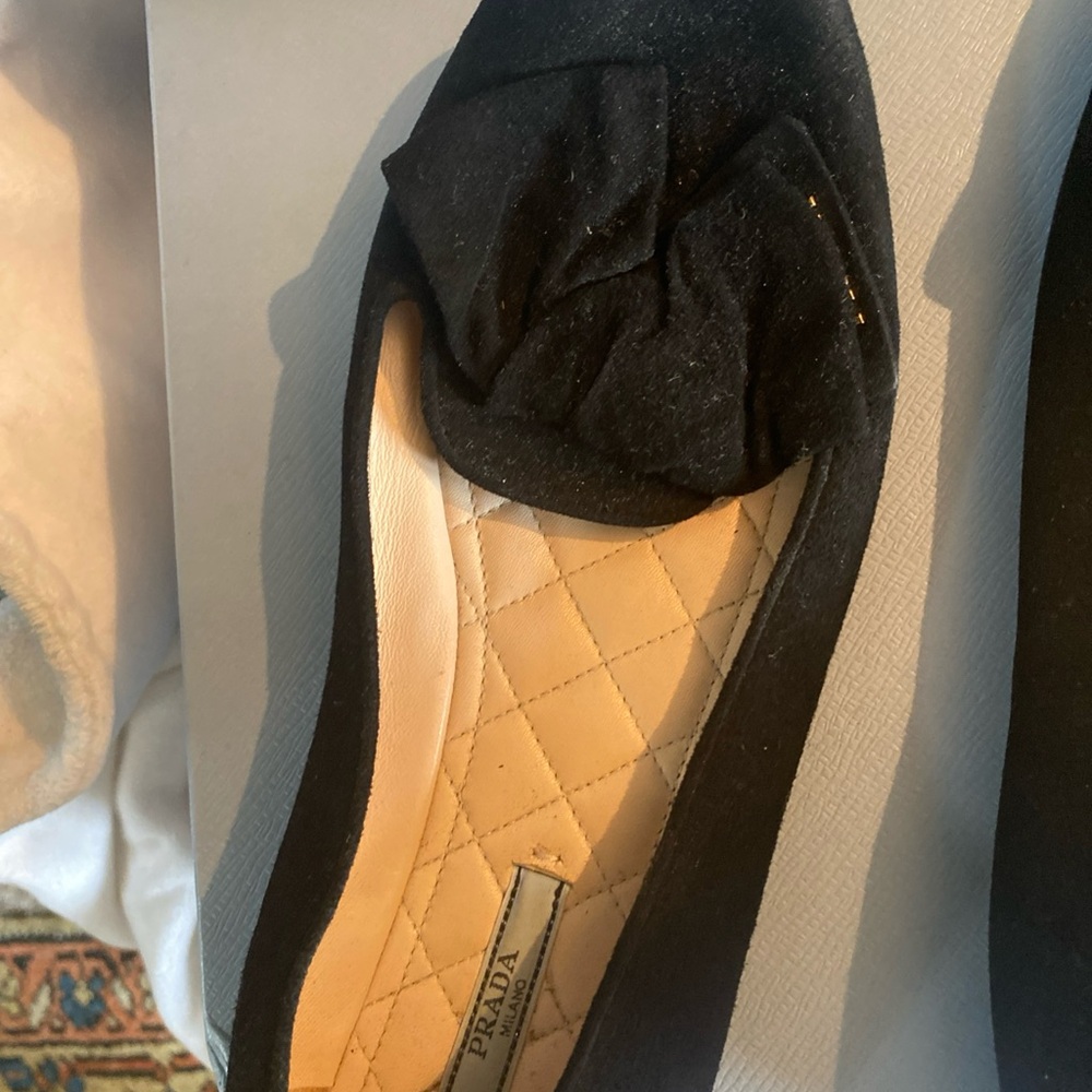 Prada Black Leather Loafers with Quilted Insole